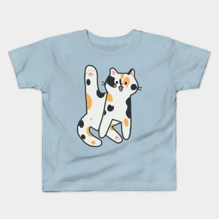 Calico Cat Licking Butt Kids T-Shirt